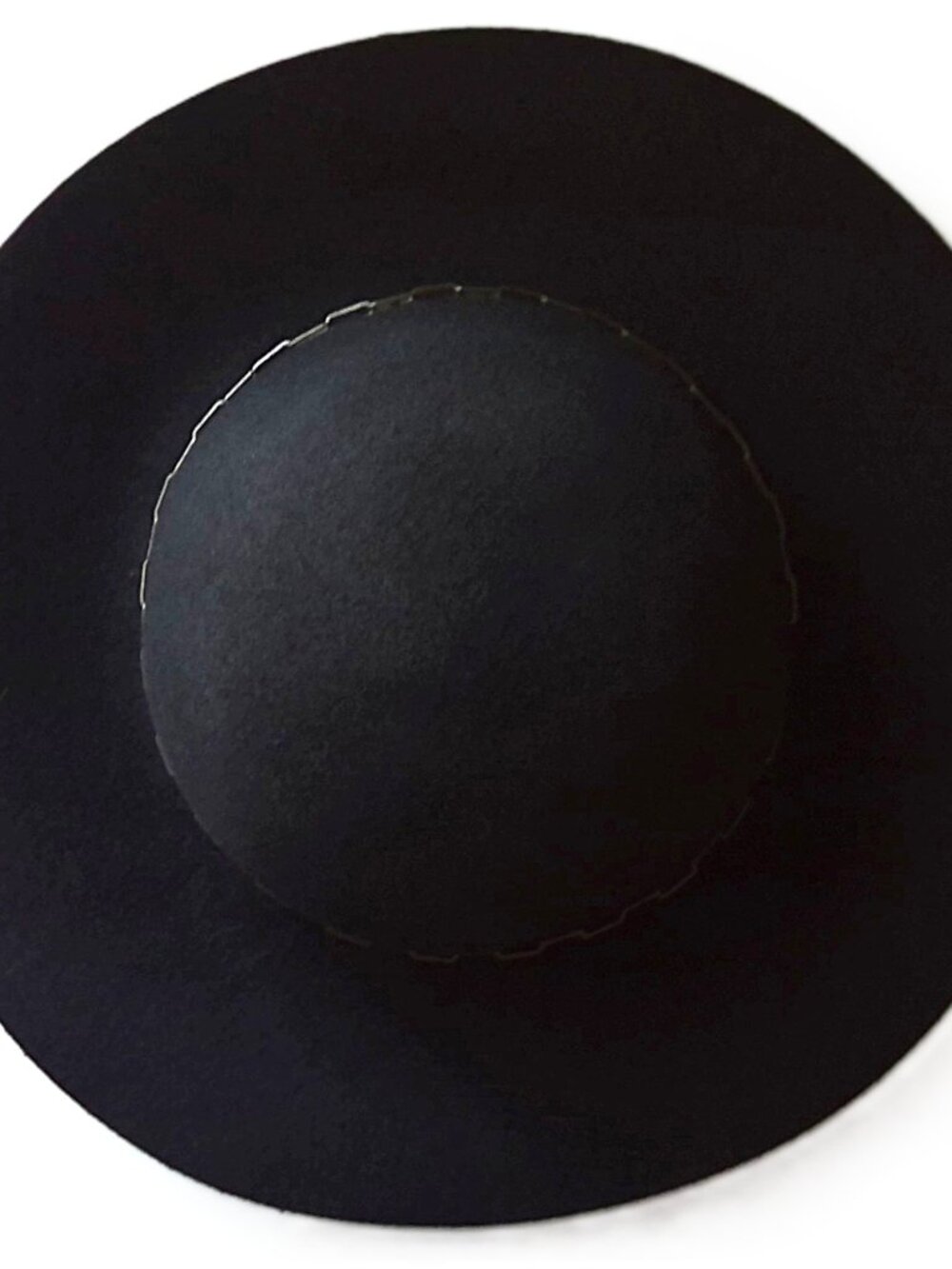 Christian Siriano Cloche Fedora Wool Hat Black Round Floppy Brass Tone Chain O/S